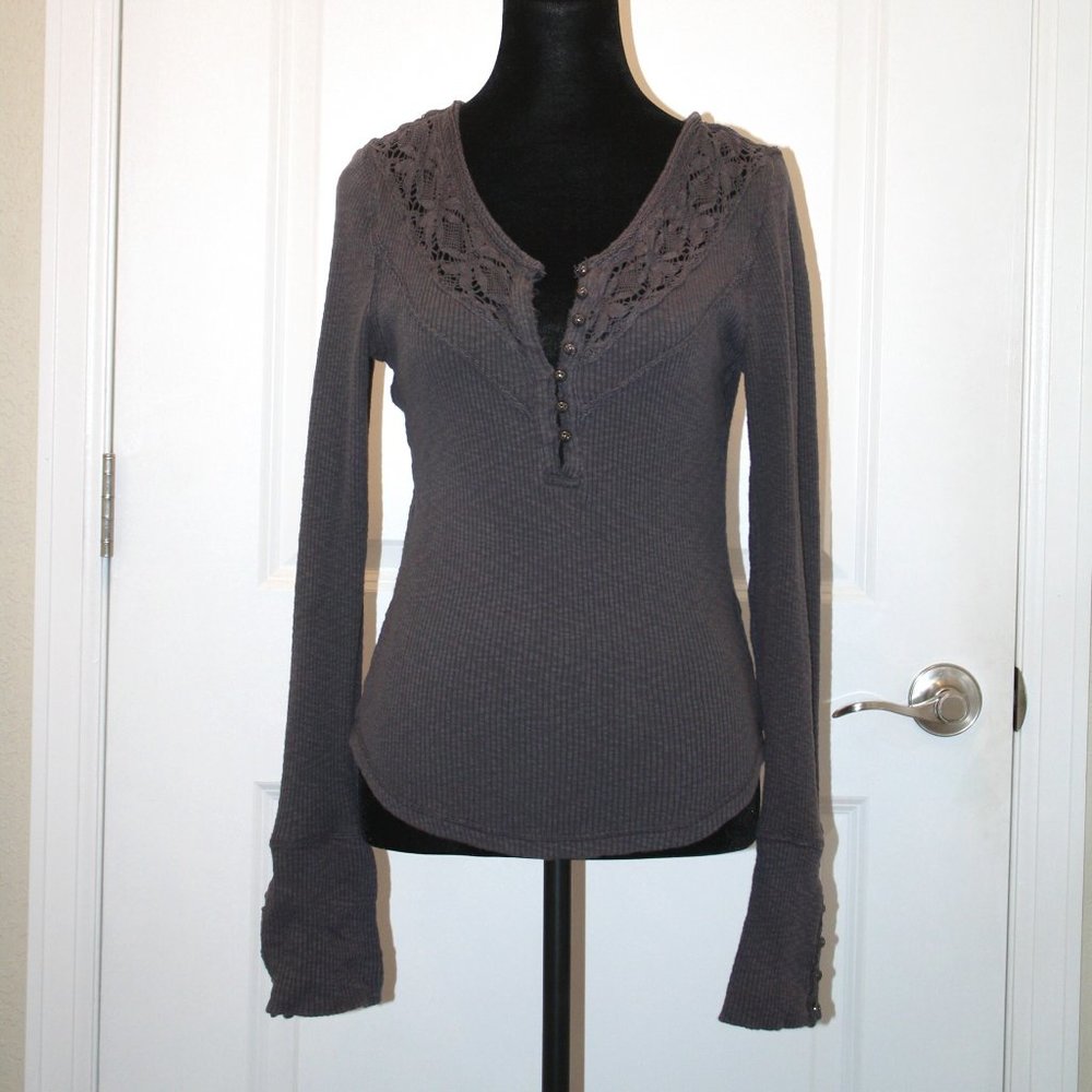 Free People - Henley Thermal - Navy Gray - L